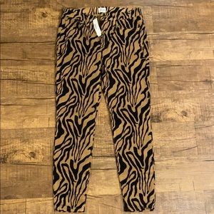 Corduroy tiger print Jcrew pants